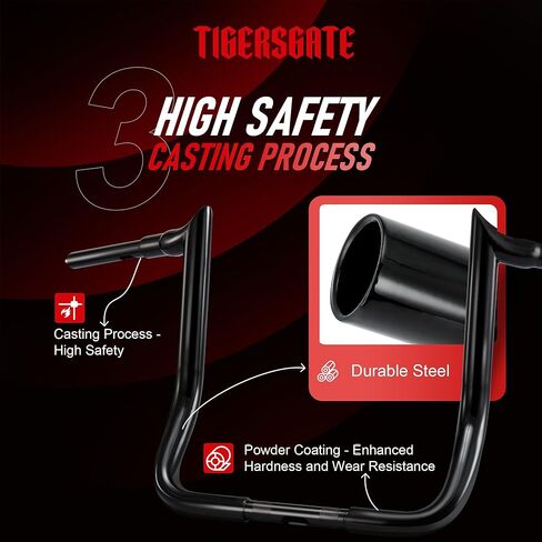 Black PRE-WIRED 12" Meathook Monkey Bar 1 1/4" Ape Hangers Handlebars for Harley Miter Cut 2014-2022 Street Glide/Electra Glide/Ultra Limited in Kuwait