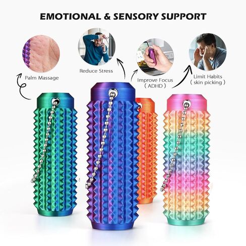 Little Ouchies Pain Fidget 4PCS – Pain Stim Tool Spiky Sensory Fidget Toys for Adults Anxiety Relief, 3D Printed Grippie Keychain for Focus & Skin Picking, Stress Relief Gift for Teens in Saudi Arabia