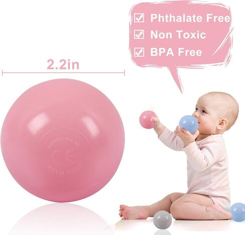 LANGXUN 50 100 200 Soft Plastic Ball Pit Balls for Kids, Gift for Baby Toddler Birthday Christmas, Ball Pit Play Tent, Baby Kiddie Pool Water Toys, Party Decoration in Saudi Arabia