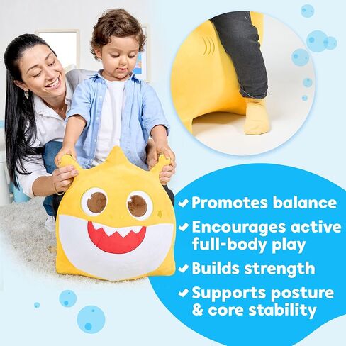 JITTERYGIT Baby Shark Official Bouncy Hopper Plush Musical Singing Toy - Inflatable Animal Ride On for Indoor & Outdoor - Birthday Gift for Kids & Toddlers (Boys & Girls) Ages 18+ Months (Yellow) in Kuwait