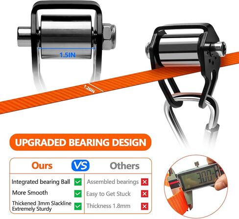 Zip Line Slackline Kit للأطفال والبالغين-بطولة Ninja 65 قدمًا مع مجموعة التدريب على البكرة ، وحمليات الأشجار ، و 2 في 1 في الفناء الخلفي في الهواء الطلق. in Kuwait