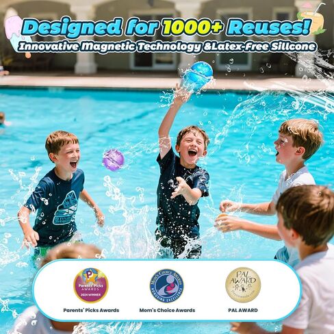 【16 Pack】Upgade Reusable Water Balloons, Pool Beach Water Toys for Boys and Girls, Outdoor Summer Toys for Kids, Magnetic Water Ball for Outdoor Activities (Multicolor, 16PCS) in Saudi Arabia
