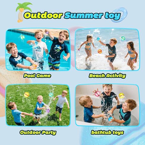 【16 Pack】Upgade Reusable Water Balloons, Pool Beach Water Toys for Boys and Girls, Outdoor Summer Toys for Kids, Magnetic Water Ball for Outdoor Activities (Multicolor, 16PCS) in Saudi Arabia