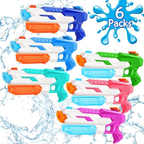 مسدس مائي 600cc للأطفال البالغين ： 6 حزمة Squirt blasters Super Water Gun Soaker مع طاقة طويلة المدى للفتيان الفتيات الصيفي سباحة الشاطئ في الهواء الطلق القتال المائي يلعب الحفلات الحفلات in Kuwait