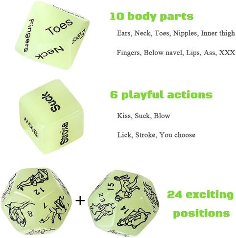 4 Pcs Dice Set Couple Games Date Night Dice, Glow in The Dark Couples Decision Dice Toys for Romantic Ideas, Funny Naughty Gifts for Adults Boyfriend Girlfriend Husband or Wife in Saudi Arabia