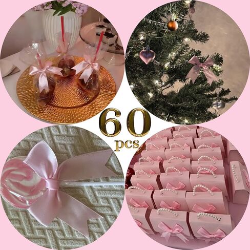 DAB PINK PINK GOFT DOW - 3.3 "، أقواس الشريط الساتين لالتفاف الهدايا ، 60 ٪ أقواس كبيرة الحجم لأكياس العلاج ، ديكورات حفل زفاف عيد ميلاد عيد ميلاد ، فالنتين ، حقائب الهدايا ، الحرف اليدوية DIY in Kuwait