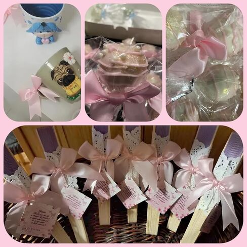 DAB PINK PINK GOFT DOW - 3.3 "، أقواس الشريط الساتين لالتفاف الهدايا ، 60 ٪ أقواس كبيرة الحجم لأكياس العلاج ، ديكورات حفل زفاف عيد ميلاد عيد ميلاد ، فالنتين ، حقائب الهدايا ، الحرف اليدوية DIY in Kuwait