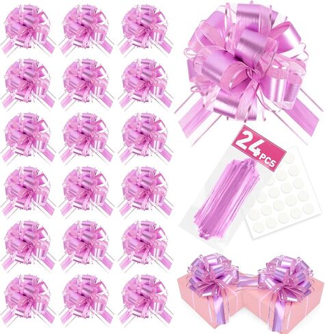 24pcs 6 بوصة أقواس سحب كبيرة ، 12 لونا القوس لالتفاف الهدية ، أقواس الشريط الزفاف هدية للحفلات لصناديق الالتفاف أو زينة الزهور ، مثالية لقوس عيد الحب عيد الحب in Kuwait