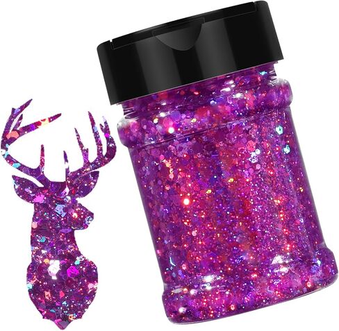 HTVRONT Holographic Chunky Glitter for Crafts - 15 Colors Holographic Glitter for Resin, Each 10g Craft Glitter for Nails, Face, Tumblers, Body, Hair, Painting, Epoxy, Art in Saudi Arabia