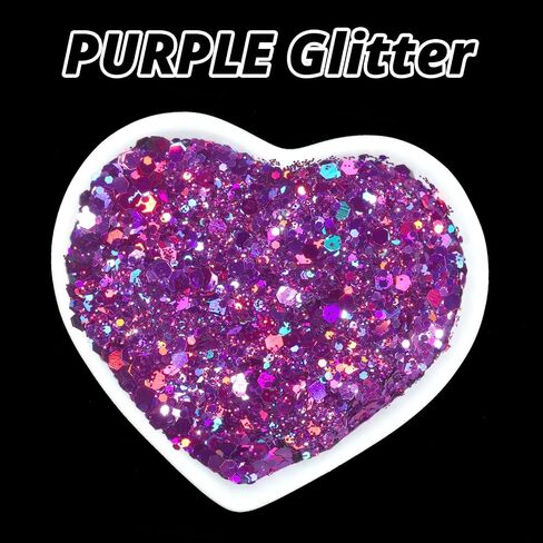 HTVRONT Holographic Chunky Glitter for Crafts - 15 Colors Holographic Glitter for Resin, Each 10g Craft Glitter for Nails, Face, Tumblers, Body, Hair, Painting, Epoxy, Art in Saudi Arabia