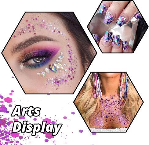 HTVRONT Holographic Chunky Glitter for Crafts - 15 Colors Holographic Glitter for Resin, Each 10g Craft Glitter for Nails, Face, Tumblers, Body, Hair, Painting, Epoxy, Art in Saudi Arabia