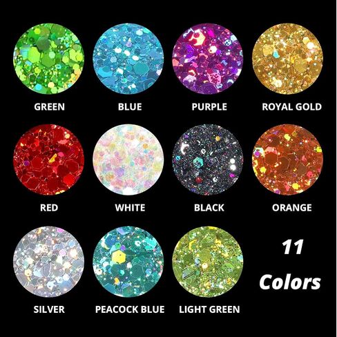 HTVRONT Holographic Chunky Glitter for Crafts - 15 Colors Holographic Glitter for Resin, Each 10g Craft Glitter for Nails, Face, Tumblers, Body, Hair, Painting, Epoxy, Art in Saudi Arabia