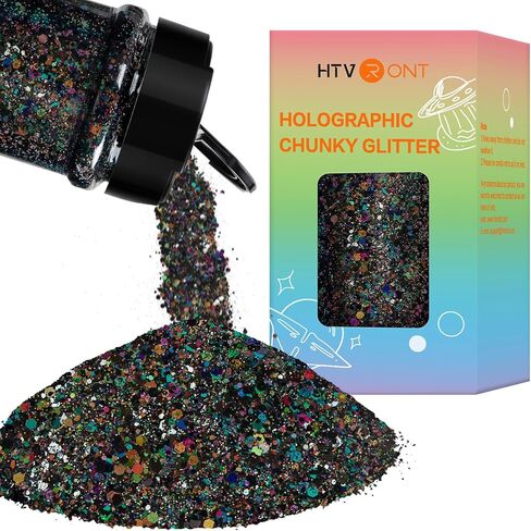 Htvront Holographic chunky glitter للحرف اليدوية - 15 ألوانًا من اللمعان المجسم للراتنج ، كل بريق حرفي 10 جرام للأظافر ، الوجه ، البهلوانات ، الجسم ، الشعر ، الطلاء ، الايبوكسي ، الفن in Kuwait