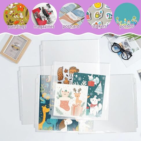 Vmiapxo 100 Pack 12" x 12" Scrapbook Page Protectors, Craft Paper Protective Sleeves Photo Vinyl Storage Pockets Organizer Scrapbook Binder Album Supplies for 3 Ring D-Ring Binder in Kuwait