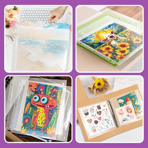 Vmiapxo 100 Pack 12" x 12" Scrapbook Page Protectors, Craft Paper Protective Sleeves Photo Vinyl Storage Pockets Organizer Scrapbook Binder Album Supplies for 3 Ring D-Ring Binder in Kuwait