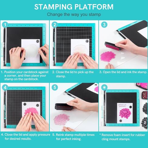 Acrylic Stamp Positioning Tool Includes Magnets and Foam Pad,9x7.2inch Stamp Positioner with Grid Lines Perfect Positioning Stamping with Clear Stamps for Card Making Scrapbooking and Other in Kuwait
