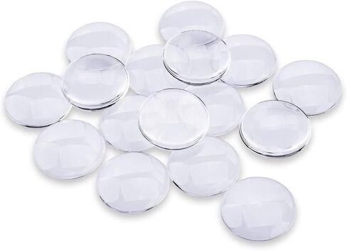 20PCS Transparent Glass Cabochons, Clear Glass Dome Tile Cabochon Half Round Flat Clear 1.57 Inch/40mm Non-calibrated Round for Photo Pendant Making DIY Decor Souvenir Gift in Kuwait