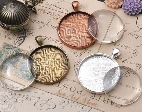 20PCS Transparent Glass Cabochons, Clear Glass Dome Tile Cabochon Half Round Flat Clear 1.57 Inch/40mm Non-calibrated Round for Photo Pendant Making DIY Decor Souvenir Gift in Kuwait