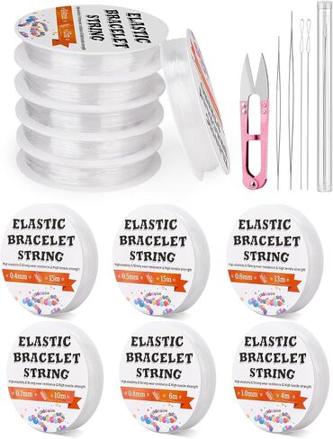 6 Sizes Stretchy Bracelet String Elastic String for Bracelet Making Easy to Knot with Jewelry Making Supplies Beading Needles and Container for Storage in Saudi Arabia