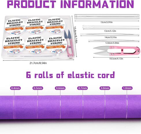 6 Sizes Stretchy Bracelet String Elastic String for Bracelet Making Easy to Knot with Jewelry Making Supplies Beading Needles and Container for Storage in Saudi Arabia