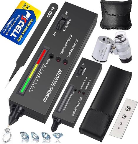 Professional Diamond Tester Pen, High Accuracy Jewelry Diamond Tester, Electronic Diamond Gem Tester and Tester Pen 60X Magnifying Glasses Tool Kit for Novice Expert (Diamond Tester Pen) in Kuwait