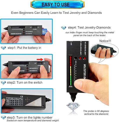 Professional Diamond Tester Pen, High Accuracy Jewelry Diamond Tester, Electronic Diamond Gem Tester and Tester Pen 60X Magnifying Glasses Tool Kit for Novice Expert (Diamond Tester Pen) in Kuwait