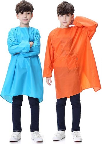 Miniq Kids Art Smock ، Painting Painting Apron Apron Smoocks مع جيب الأكمام الطويلة لمدة 8-14 عامًا in Kuwait