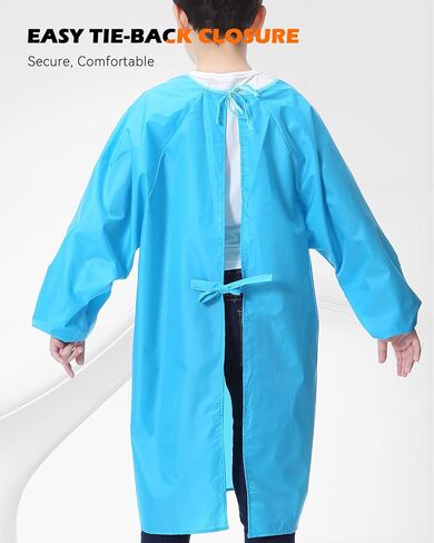 Miniq Kids Art Smock ، Painting Painting Apron Apron Smoocks مع جيب الأكمام الطويلة لمدة 8-14 عامًا in Kuwait