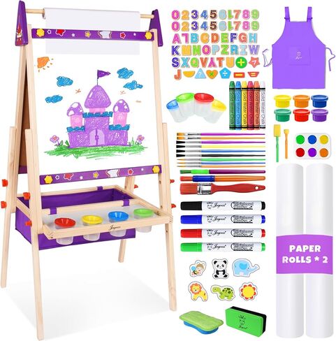 Joyooss Art Easel for Kids Easel للأطفال الصغار ، والطفل الخشبي الخشبي القابل للتعديل ، وهو لوحة الأطفال البيضاء والطباش in Kuwait