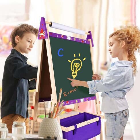 Joyooss Art Easel for Kids Easel للأطفال الصغار ، والطفل الخشبي الخشبي القابل للتعديل ، وهو لوحة الأطفال البيضاء والطباش in Kuwait