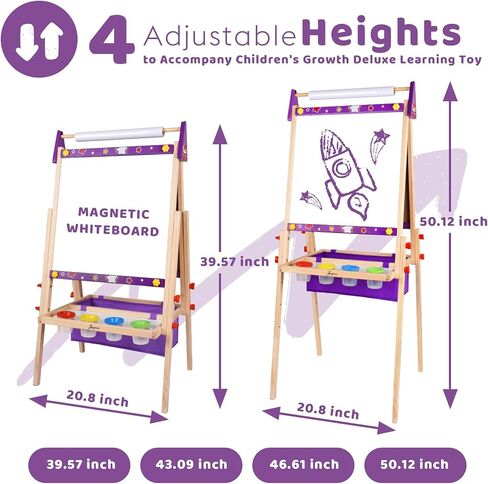 Joyooss Art Easel for Kids Easel للأطفال الصغار ، والطفل الخشبي الخشبي القابل للتعديل ، وهو لوحة الأطفال البيضاء والطباش in Kuwait