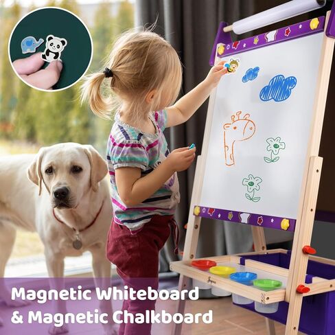 Joyooss Art Easel for Kids Easel للأطفال الصغار ، والطفل الخشبي الخشبي القابل للتعديل ، وهو لوحة الأطفال البيضاء والطباش in Kuwait