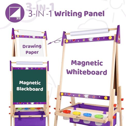 Joyooss Art Easel for Kids Easel للأطفال الصغار ، والطفل الخشبي الخشبي القابل للتعديل ، وهو لوحة الأطفال البيضاء والطباش in Kuwait