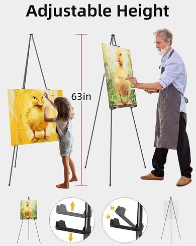 Nicpro Art Folding Easels للعرض ، 6 حزمة 63 بوصات أرضية معدنية الحامل حامل ثلاثي القوائم ترايبود أسود قابلة للطي لتوقيع Artist Poster Wedding | مع حقيبة حمل in Kuwait