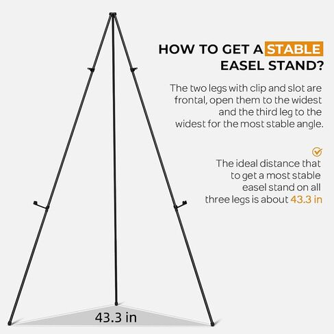 Nicpro Art Folding Easels للعرض ، 6 حزمة 63 بوصات أرضية معدنية الحامل حامل ثلاثي القوائم ترايبود أسود قابلة للطي لتوقيع Artist Poster Wedding | مع حقيبة حمل in Kuwait