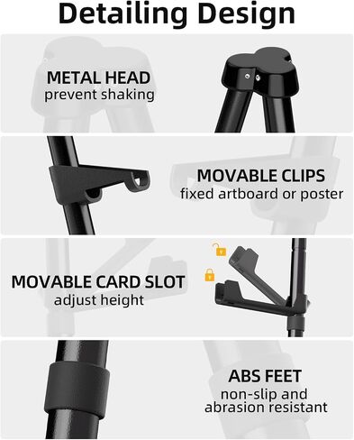 Nicpro Art Folding Easels للعرض ، 6 حزمة 63 بوصات أرضية معدنية الحامل حامل ثلاثي القوائم ترايبود أسود قابلة للطي لتوقيع Artist Poster Wedding | مع حقيبة حمل in Kuwait