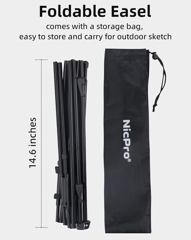 Nicpro Art Folding Easels للعرض ، 6 حزمة 63 بوصات أرضية معدنية الحامل حامل ثلاثي القوائم ترايبود أسود قابلة للطي لتوقيع Artist Poster Wedding | مع حقيبة حمل in Kuwait