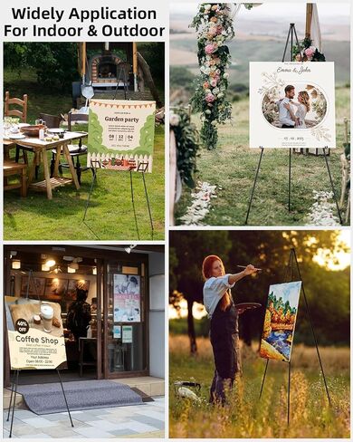 Nicpro Art Folding Easels للعرض ، 6 حزمة 63 بوصات أرضية معدنية الحامل حامل ثلاثي القوائم ترايبود أسود قابلة للطي لتوقيع Artist Poster Wedding | مع حقيبة حمل in Kuwait