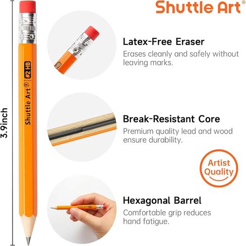 Shuttle Art 360 Pack #2 HB Golf Pencils ، Mini Mini Pencil ، قلم رصاص صغير مسبقًا للمعلمين الذين يكتبون وضع العلامات ، وضروريات الفصل الدراسي ، والعودة إلى اللوازم المدرسية in Saudi Arabia