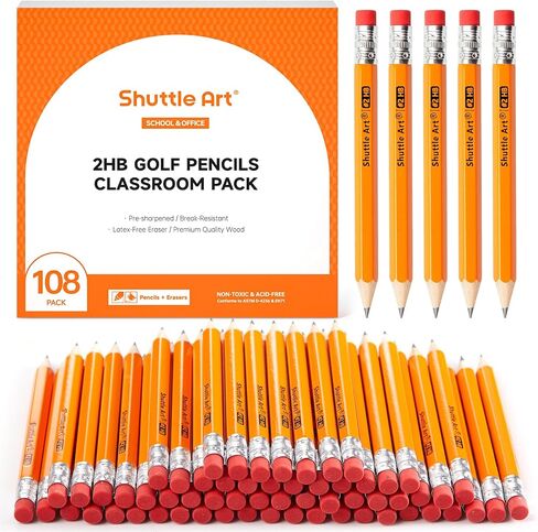 Shuttle Art 360 Pack #2 HB Golf Pencils ، Mini Mini Pencil ، قلم رصاص صغير مسبقًا للمعلمين الذين يكتبون وضع العلامات ، وضروريات الفصل الدراسي ، والعودة إلى اللوازم المدرسية in Saudi Arabia