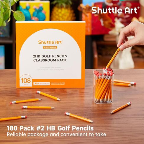 Shuttle Art 360 Pack #2 HB Golf Pencils ، Mini Mini Pencil ، قلم رصاص صغير مسبقًا للمعلمين الذين يكتبون وضع العلامات ، وضروريات الفصل الدراسي ، والعودة إلى اللوازم المدرسية in Saudi Arabia