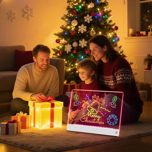 لوحة الملاحظات LED مع 7 ألوان ، إضاءة قابلة لإضاءة لوحة محو أكريليك جاف ، لوحة الرسم LED LUMI مع الحامل غير المرئي Glow Doodle Board Home and Halloween For Kids (13.8 "x10.3") in Kuwait