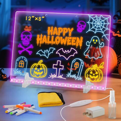 لوحة ملاحظة LED مع 7 ألوان ، تضيء لوحة رسم أكريليك Cosmody ، لوح محو أكريليك الجاف المتوهج مع الضوء ، لوحات Lumiboard LED للكتابة ، هدايا الهالوين للأطفال (13.7 "*10") in Saudi Arabia