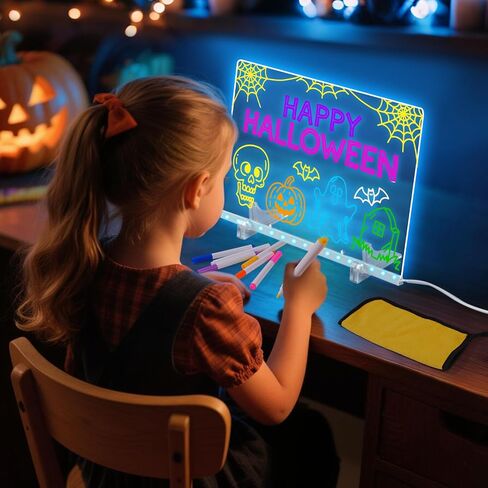 لوحة ملاحظة LED مع 7 ألوان ، تضيء لوحة رسم أكريليك Cosmody ، لوح محو أكريليك الجاف المتوهج مع الضوء ، لوحات Lumiboard LED للكتابة ، هدايا الهالوين للأطفال (13.7 "*10") in Saudi Arabia