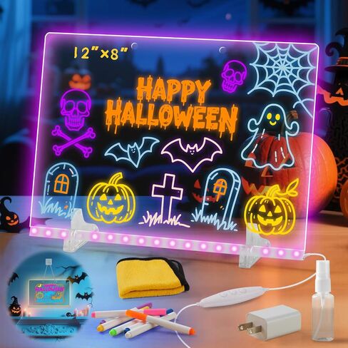 لوحة ملاحظة LED مع 7 ألوان ، تضيء لوحة رسم أكريليك Cosmody ، لوح محو أكريليك الجاف المتوهج مع الضوء ، لوحات Lumiboard LED للكتابة ، هدايا الهالوين للأطفال (13.7 "*10") in Saudi Arabia