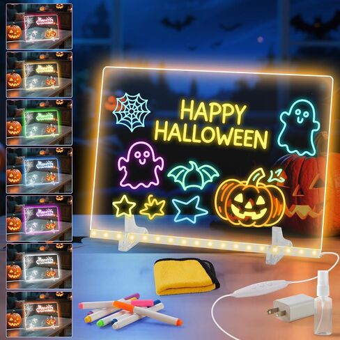 لوحة ملاحظة LED مع 7 ألوان ، تضيء لوحة رسم أكريليك Cosmody ، لوح محو أكريليك الجاف المتوهج مع الضوء ، لوحات Lumiboard LED للكتابة ، هدايا الهالوين للأطفال (13.7 "*10") in Saudi Arabia