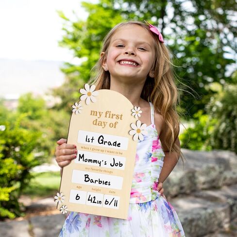 Beautiful Wooden First and Last Day of School Board Sign - Modern and Large Back to School Sign for Lasting Memories - Perfect Wooden Dry-Erase Photo Prop for Kindergarten in Saudi Arabia