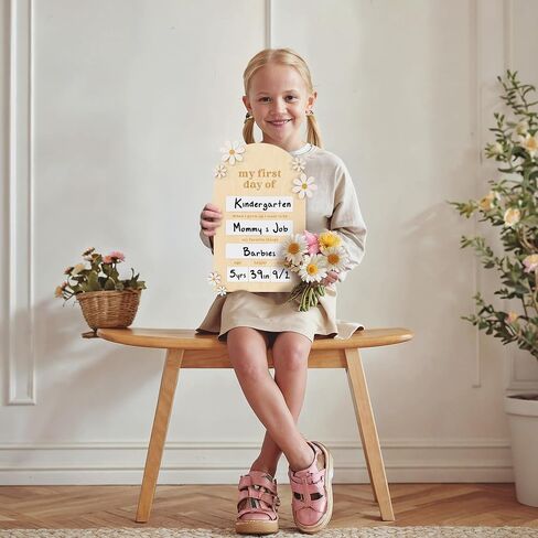 Beautiful Wooden First and Last Day of School Board Sign - Modern and Large Back to School Sign for Lasting Memories - Perfect Wooden Dry-Erase Photo Prop for Kindergarten in Saudi Arabia