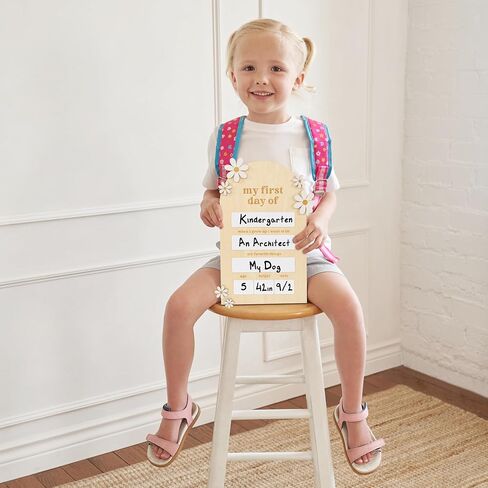 Beautiful Wooden First and Last Day of School Board Sign - Modern and Large Back to School Sign for Lasting Memories - Perfect Wooden Dry-Erase Photo Prop for Kindergarten in Saudi Arabia