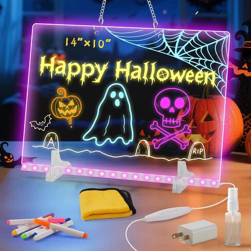 لوحة رسم LUMIBOARD LED مع 7 ألوان ، 12 "× 8" لوحة محو جاف من الأكريليك مع الضوء ، وتشمل محول ، سلسلة معلقة ، لوحة الرسم LED للأطفال مع الوقوف ، عيد ميلاد وهدايا عيد الهالوين للأطفال in Saudi Arabia